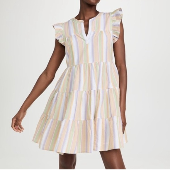 Roller Rabbit Dresses & Skirts - Roller Rabbit 100% cotton Rainbow Striped Ruffle Sleeve Dress size XS